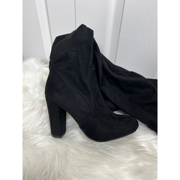 Journee Collection Women's Maya Block Heel Over the Knee Boots Black Size 7 - Picture 4 of 14